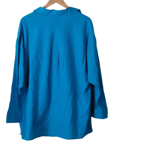 TOPSHOP Women's Button Front Shirt Cotton Blue Oversized Size 8 - Picture 2 of 12